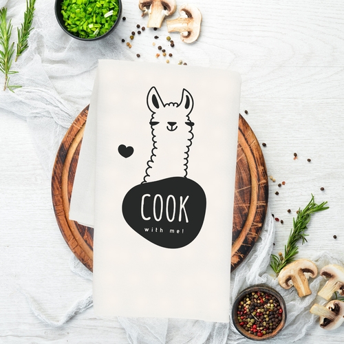 ¡Cocina conmigo! Paño de cocina de algodón orgánico con diseño de llama, 50 x 70 cm