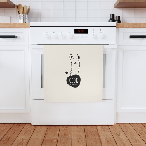 ¡Cocina conmigo! Paño de cocina de algodón orgánico con diseño de llama, 50 x 70 cm - Imagen 8