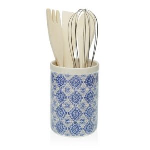 Bote para utensilios de cocina Versa Aveiro, cerámica estilo azulejo (10 x 15 x 10 cm)
