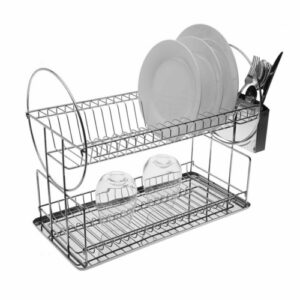 Escurreplatos doble para fregadero Versa, acero y hierro