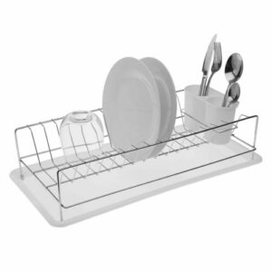 Escurreplatos para fregadero Versa, blanco, acero y hierro