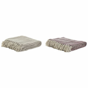 Manta con flecos DKD Home Decor 150 x 200 x 1 cm (2 unidades)