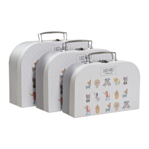 Set de cajas decorativas DKD Home Decor para mascotas, blanco, metal y cartón